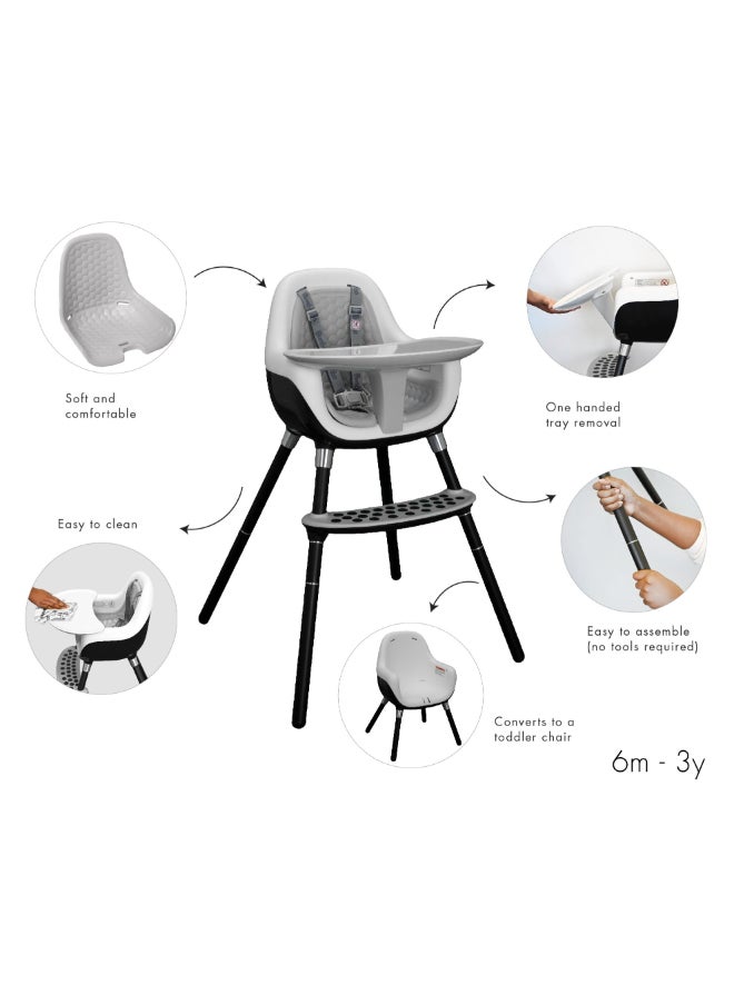 Convertible Highchair To Toddler Chair - Cool Grey, 6 Months To 3 Years +