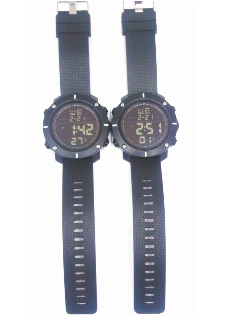 Digital Sports Watches Water Resistant, Set of 4, Black