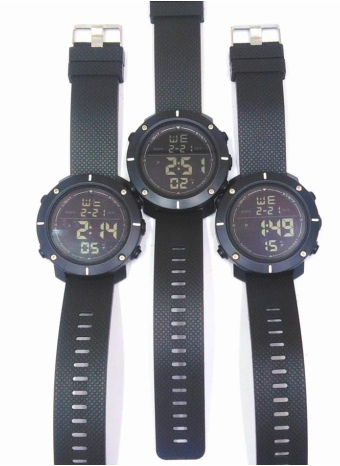 Digital Sports Watches Water Resistant, Set of 4, Black