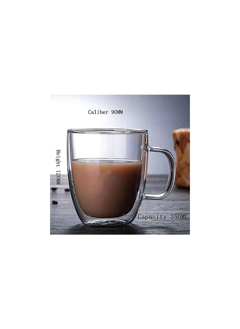 Set of 4 (12 oz, 350 ml), Coffee Mugs, Glass Tea Mugs, Double Wall Glass Coffee Cups, Tea Cups, Latte Cups, Glass Coffee Mug, Beer Glasses, Latte Mug, Clear Mugs, Glass Cappuccino Cups