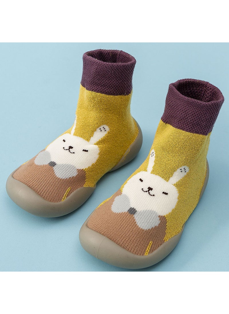 Winter Fleece Baby Sock Shoes Soft Sole Knit Cute Toddler Pre-WalkersYellow Rabbit Yellow Rabbit