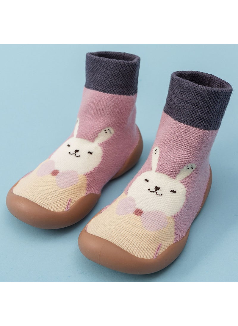 Winter Fleece Baby Sock Shoes Soft Sole Knit Cute Toddler Pre-WalkersPink Rabbit Pink Rabbit