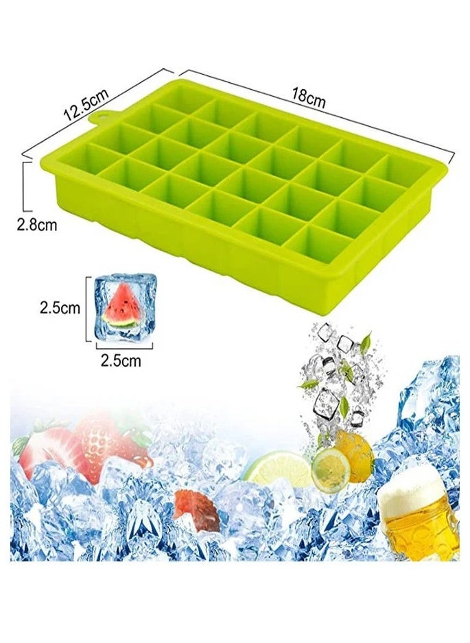 3-Piece Silicone lce Cube Tray Multicolour 18 x 12.5 x 2.8cm