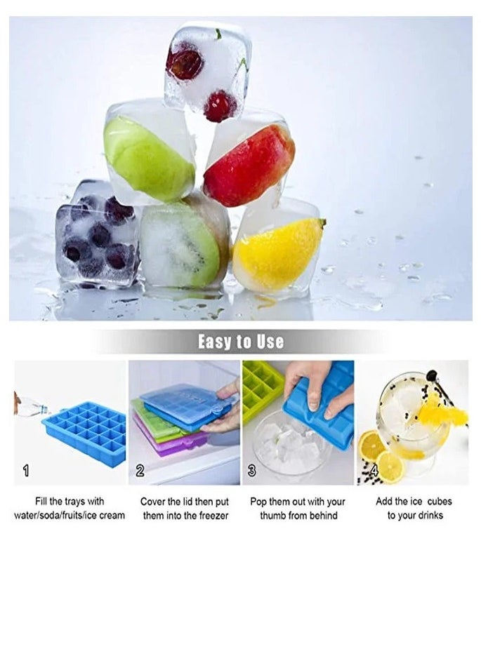 3-Piece Silicone lce Cube Tray Multicolour 18 x 12.5 x 2.8cm