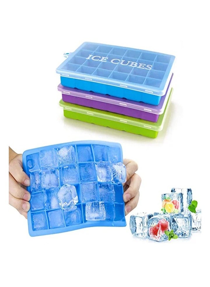 3-Piece Silicone lce Cube Tray Multicolour 18 x 12.5 x 2.8cm