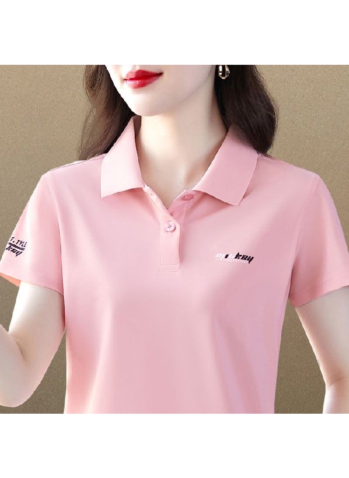 Korean Slim-Fit Polo Shirt Summer Casual Tee Women A31-Blue