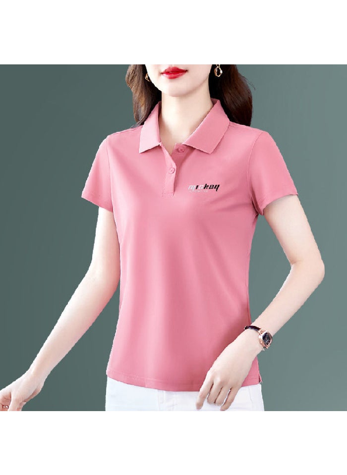 Korean Slim-Fit Polo Shirt Summer Casual Tee Women A31-Blue