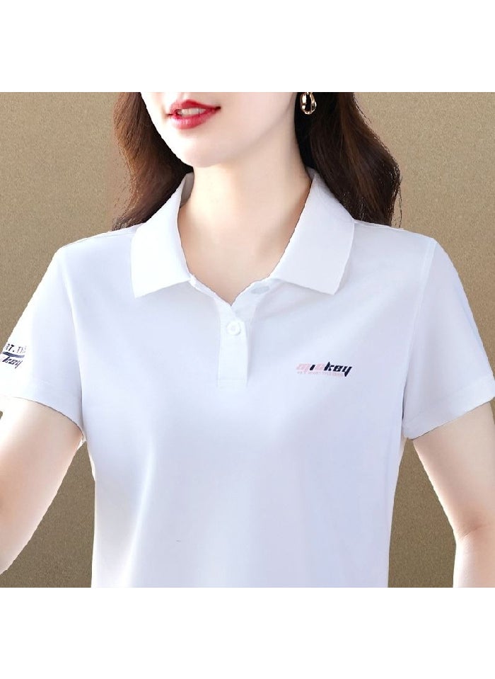 Korean Slim-Fit Polo Shirt Summer Casual Tee Women A31-Blue