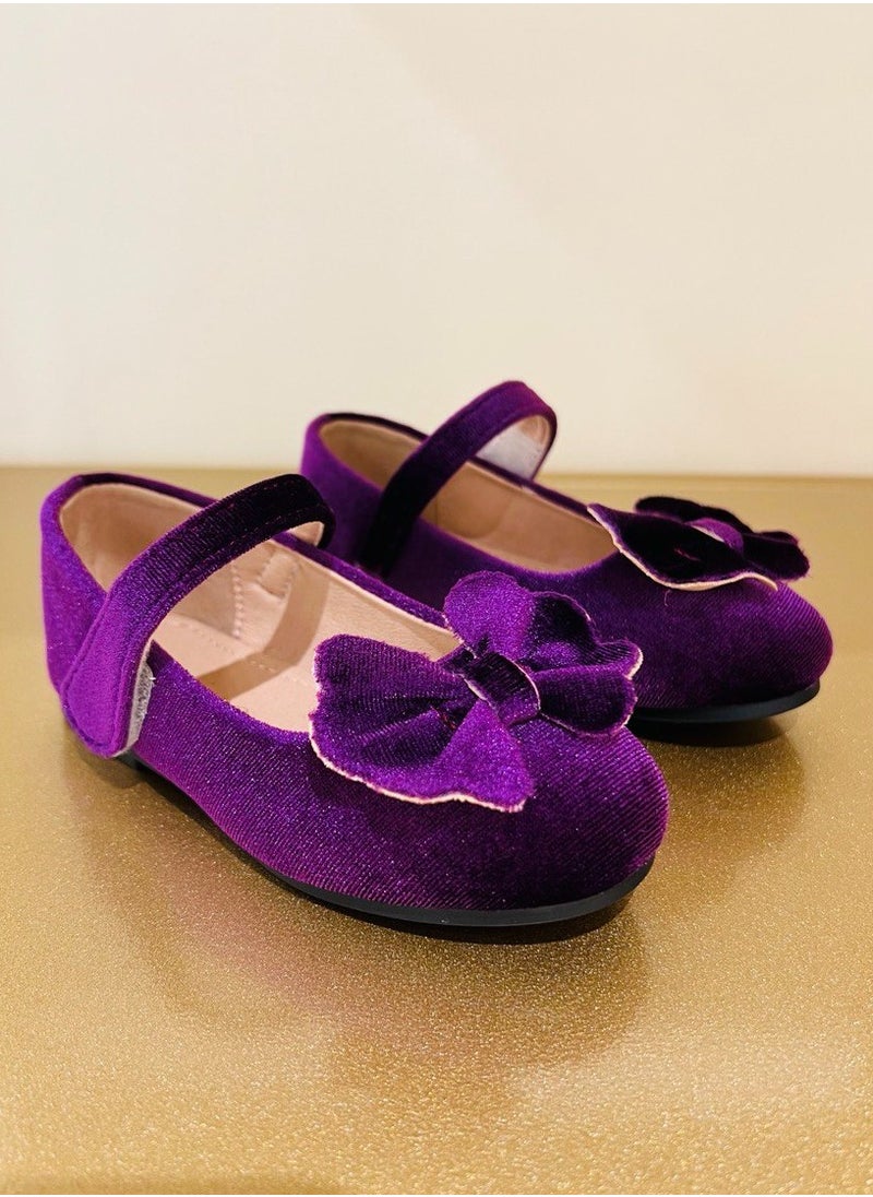 Kids Purple Velvet Party Shoes for Birthday and Special Occasions Kids Shoes