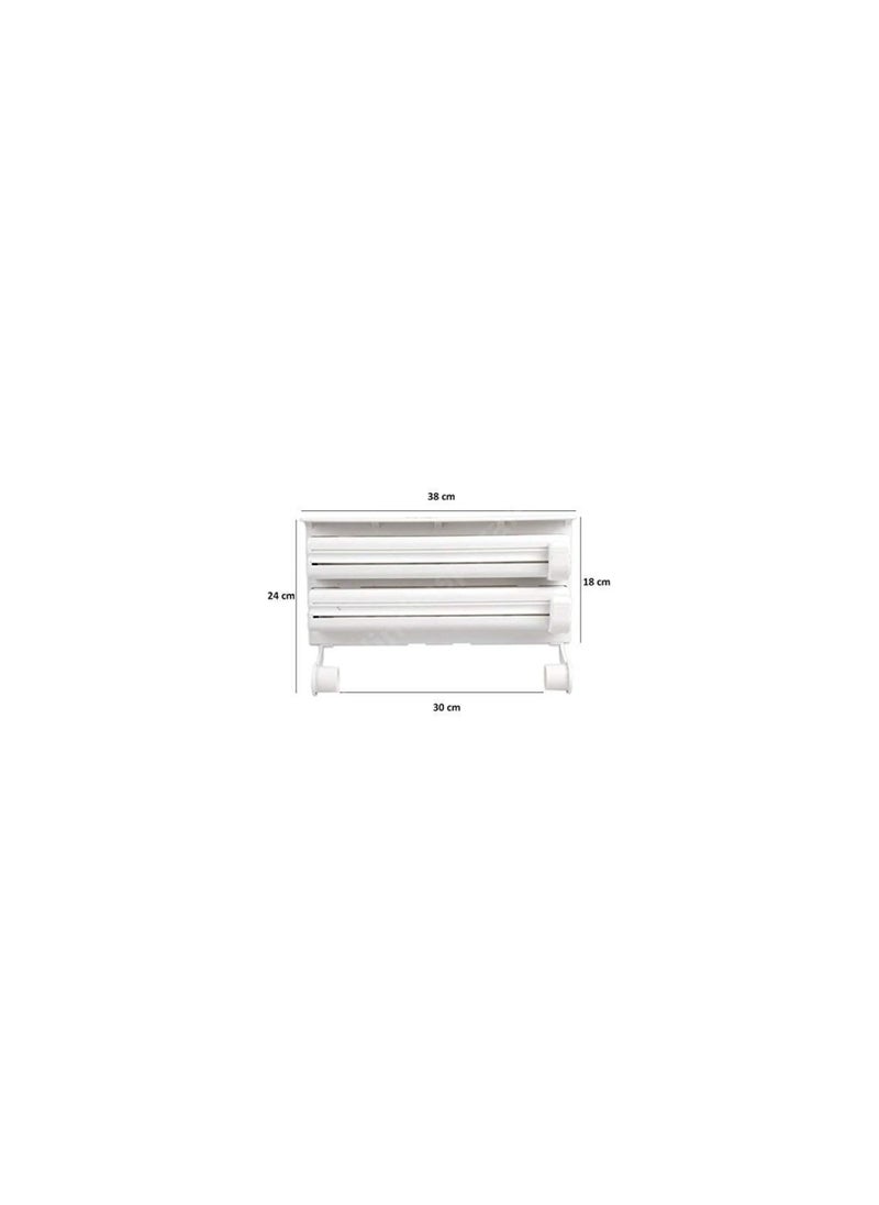 by Misbah 3 in 1 Aluminium Triple Dispenser with Spice Rack for Kitchen Roll Tissue - White