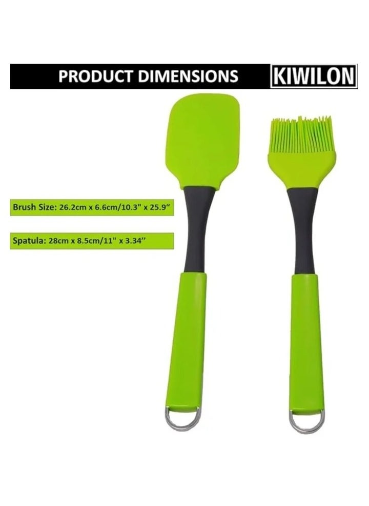 Kiwilon Heat Resistance Big Silicone Spatula Set for Cooking, Baking with Hanging Hole