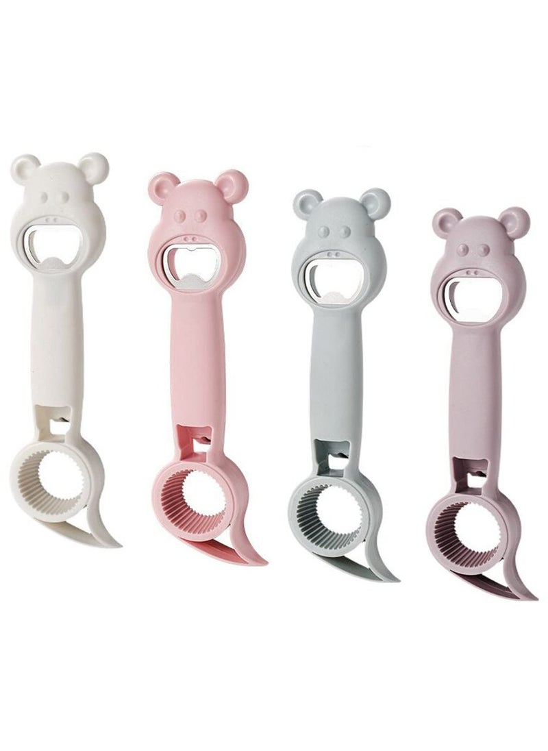 Can Opener 4Pcs Jar Opener 4 in 1 Multi Function Can Opener Bottle  Opener Multi Kitchen Tool Bottle Opener to Protect the Nail for Kids Elderly Jelly Jars Bottle Beer and Other