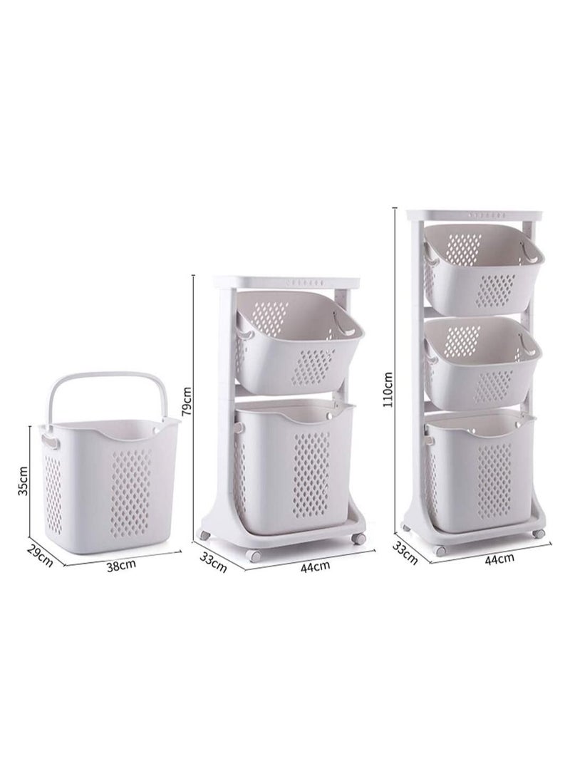 Extra Large Dirty Clothes Laundry Baskets Multilayer Storage Basket Plastic Towel Holder Laundry Basket Family White With Wheels