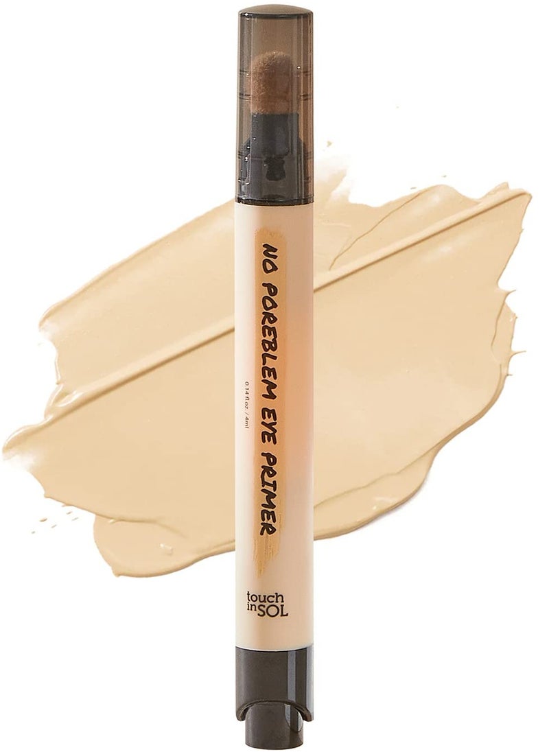 TOUCH IN SOL No Poreblem Eye Primer - Eyeshadow Primer with Push Click Pen and Sponge Tip - Long-Lasting Eyeshadow Base without Smudging and Creasing, 0.14 fl.oz.