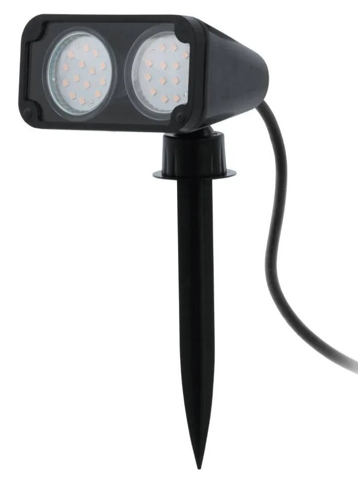 Nema 1 Outdoor Grass Stud, GU10-LED 2X2.8W, Black Plastic, Transparent Cover, IP44, AL Cable + Plug