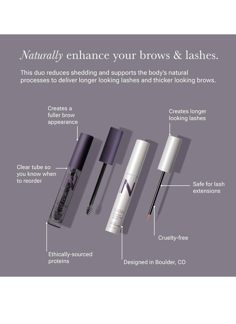 NULASTIN Eyelash Serum & Brow Serum - Lash & Brow Dual System - Eyebrow & Eyelash Enhancing Serums with Keratin & Peptides for Fuller Looking Lashes & Brows (2 Count, 0.1 Fl Oz Each)