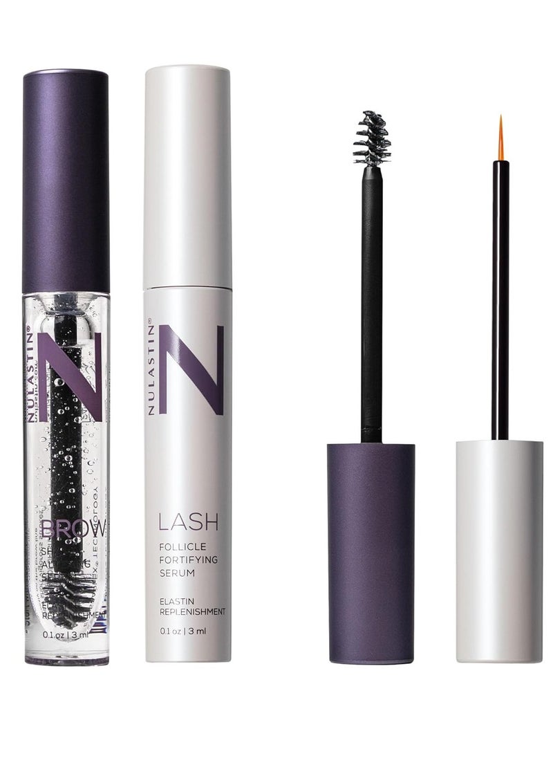 NULASTIN Eyelash Serum & Brow Serum - Lash & Brow Dual System - Eyebrow & Eyelash Enhancing Serums with Keratin & Peptides for Fuller Looking Lashes & Brows (2 Count, 0.1 Fl Oz Each)