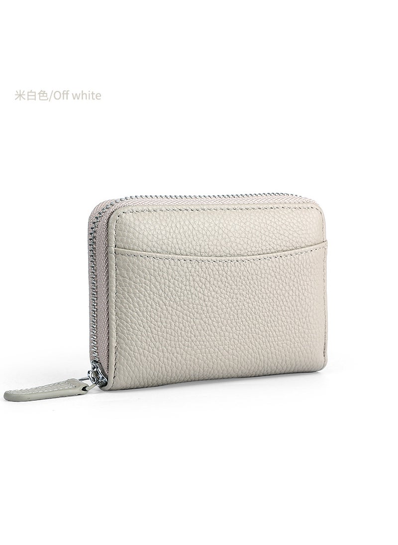 Japanese RFID Leather Coin Purse Unisex Zipper Gray