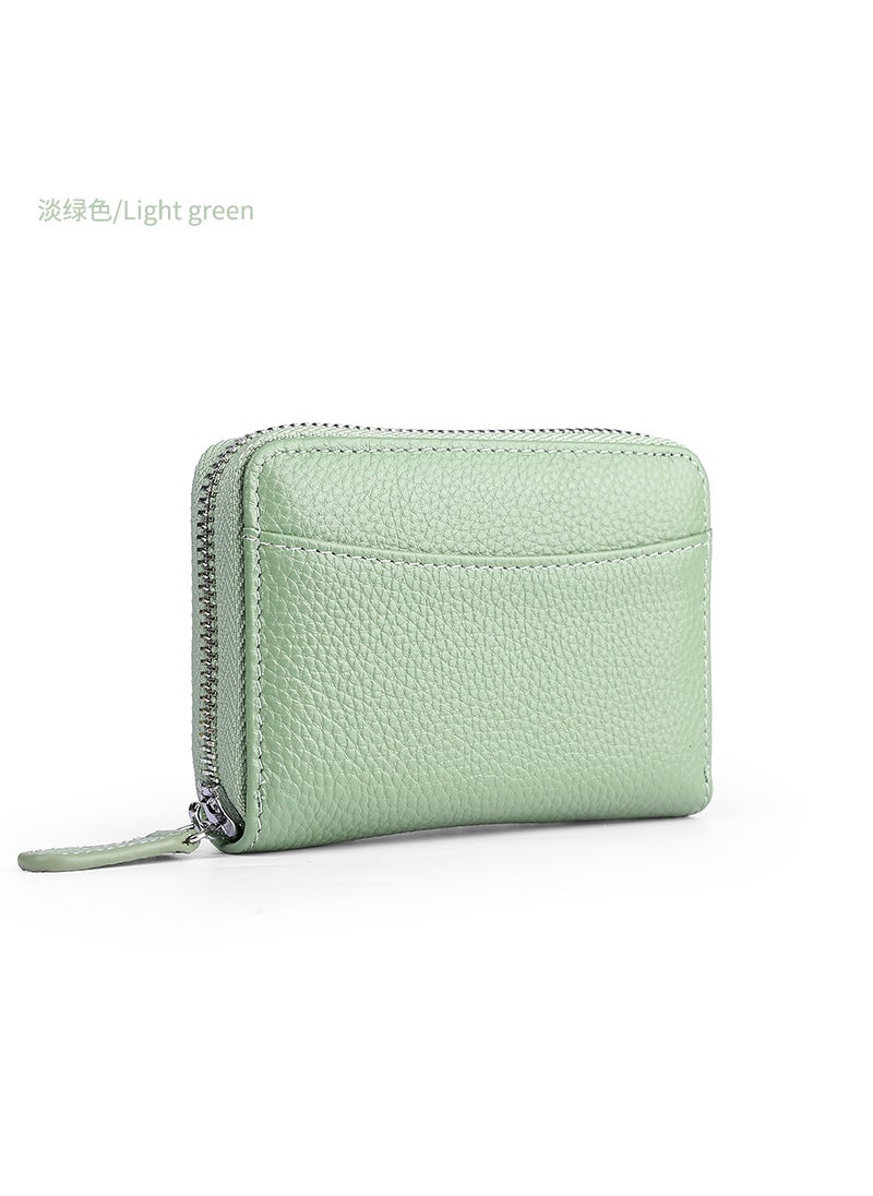 Japanese RFID Leather Coin Purse Unisex Zipper Light green