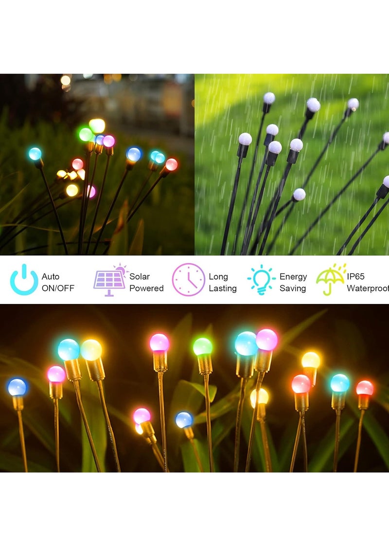 2 Pack Solar Garden Lights for Outdoor, Upgraded 10 LED Firefly Solar Swaying Lights, Sway by Wind, Waterproof Outdoor Lights Solar Powered for Yard Patio Pathway Decoration (color)