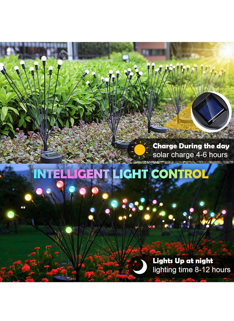 2 Pack Solar Garden Lights for Outdoor, Upgraded 10 LED Firefly Solar Swaying Lights, Sway by Wind, Waterproof Outdoor Lights Solar Powered for Yard Patio Pathway Decoration (color)