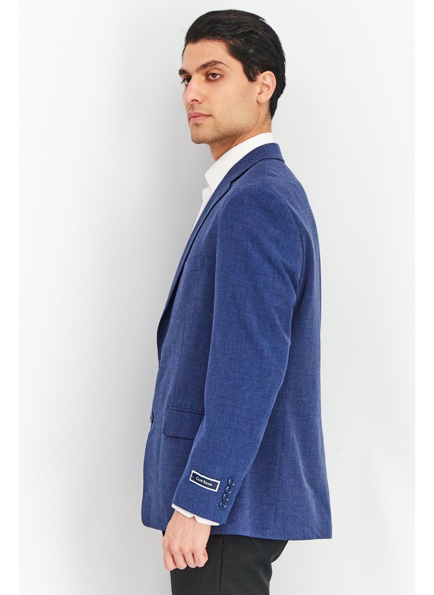 Men Regular Fit Solid Blazer Jacket, Blue