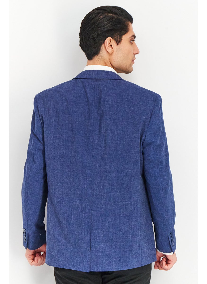 Men Regular Fit Solid Blazer Jacket, Blue