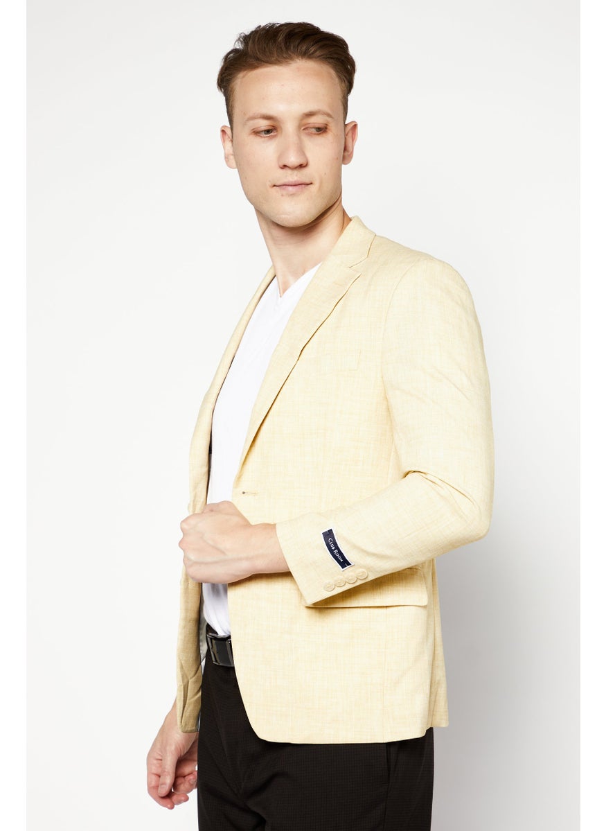 Men Classic Fit Solid Blazer, Yellow