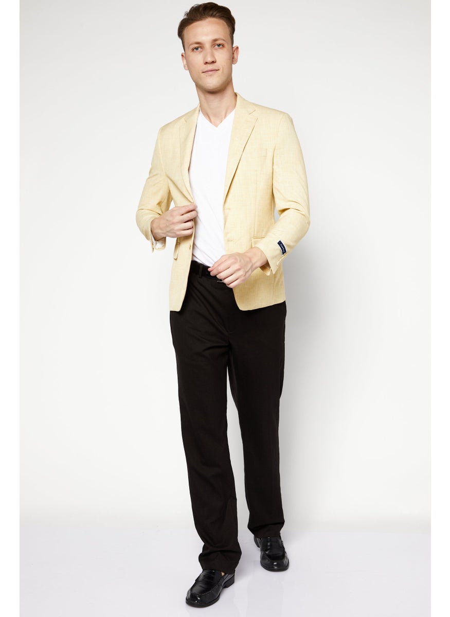 Men Classic Fit Solid Blazer, Yellow