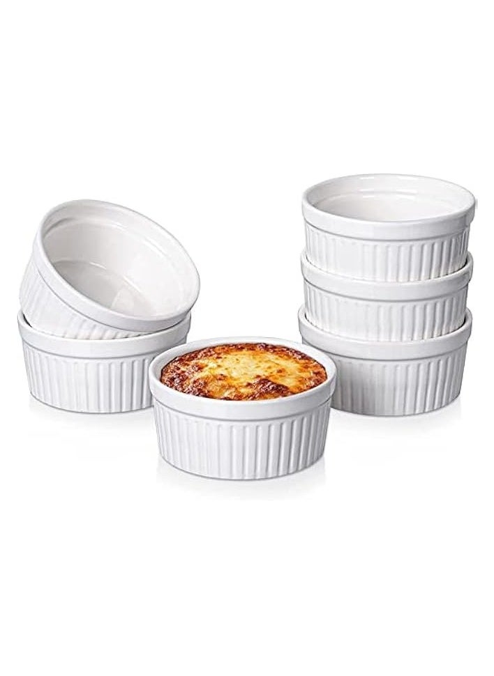 12 Oz Large Rmakeins oven safe, Set of 6, White