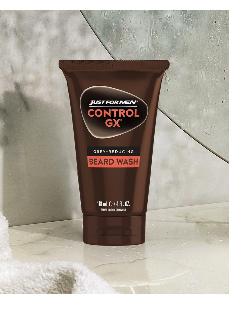 Just For Men Control GX Grey Reducing Beard Wash Shampoo, Gradually Colors Mustache and Beard, Leaves Facial Hair Softer and Fuller, 4 Fl Oz - Pack of 1