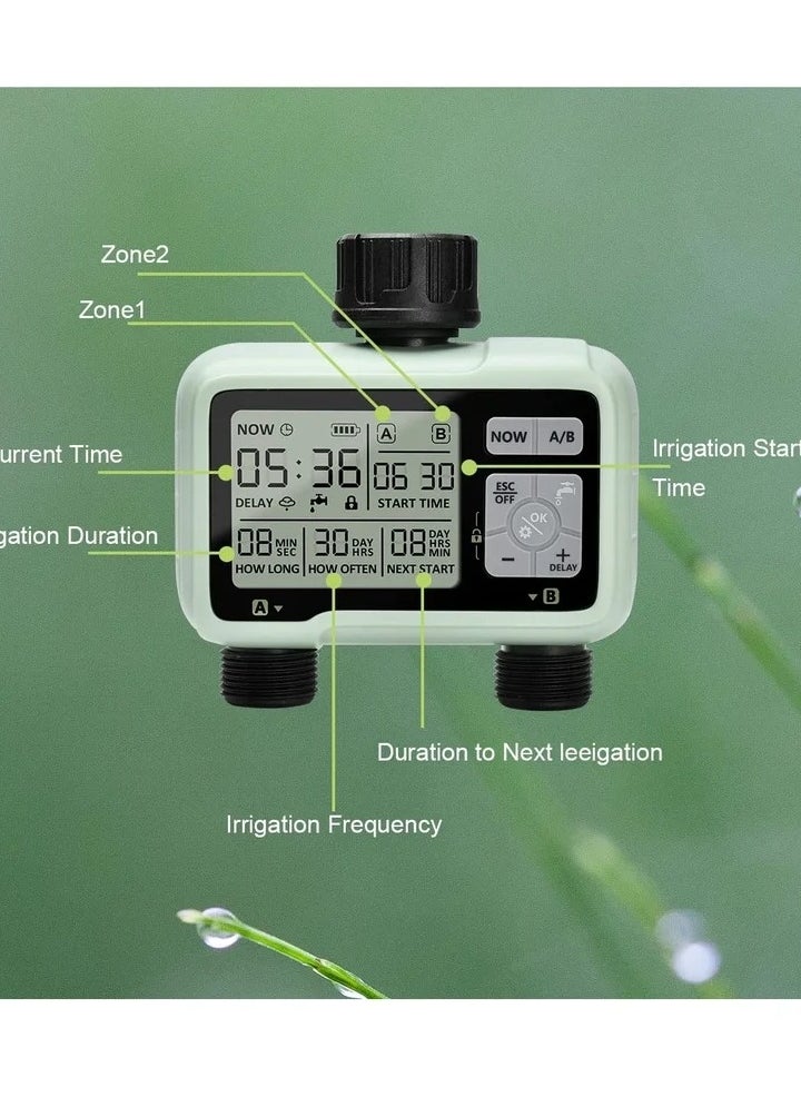 Sprinkler Timer Water Sprinkler Timer With 2 Outlets Garden Automatic Watering System/Sprinklers For Lawns Programmable Hose Timer Irrigation System With Child Lock Mode