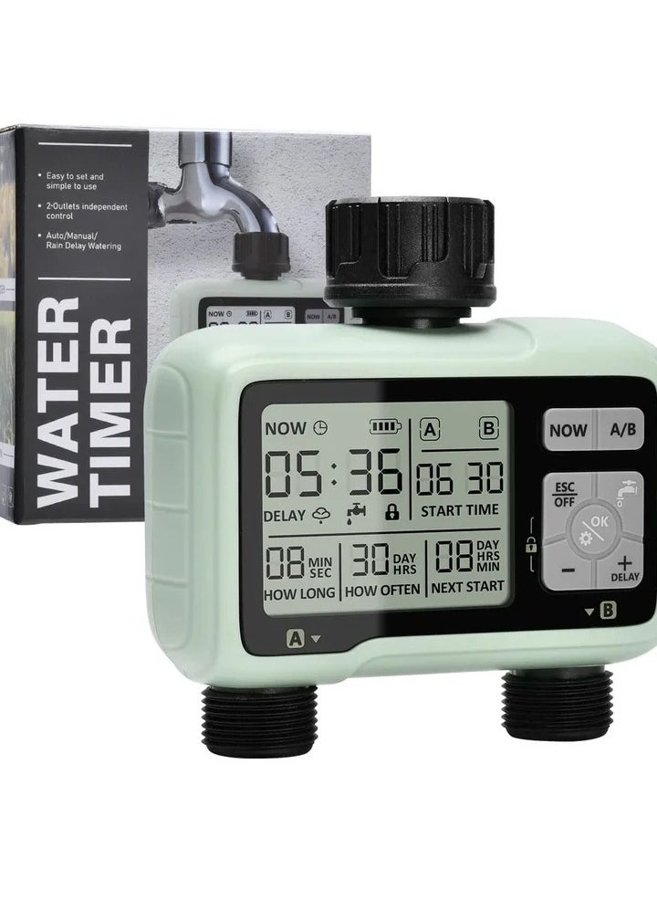 Sprinkler Timer Water Sprinkler Timer With 2 Outlets Garden Automatic Watering System/Sprinklers For Lawns Programmable Hose Timer Irrigation System With Child Lock Mode