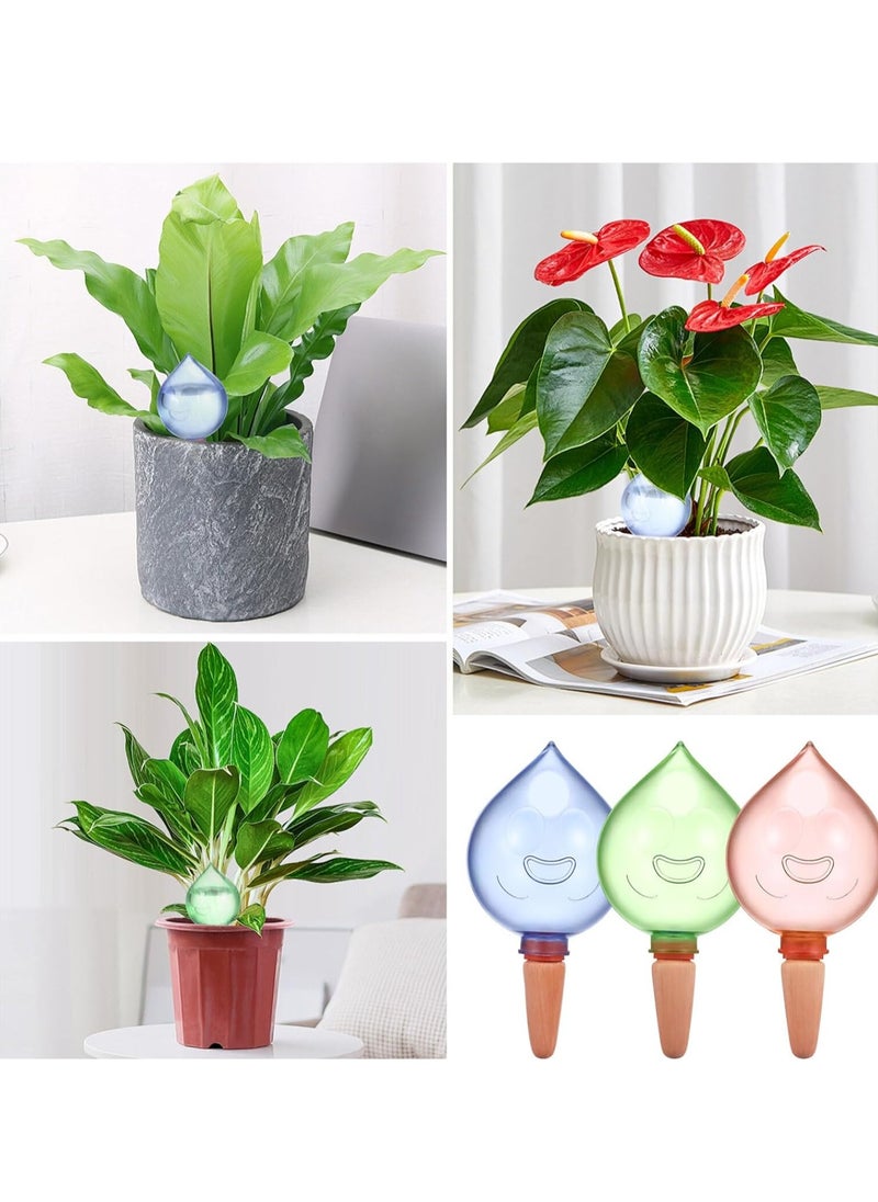 3pcs Automatic Watering Spikes, Plant Watering Ball, Smiley Face Automatic Drip Irrigation Stake, Self-Watering Clay Spikes, Outdoor Potted Flower Watering Device