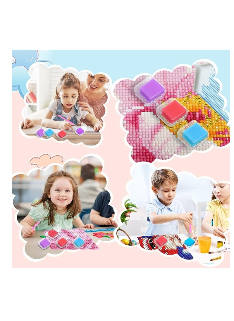 Diy Diamond Painting Glue Clay Set - 108 Pieces With Organizer Box - Embroidery Cross Stitch Drilling Mud - Diamond Painting Wax Tool Kit - 3 Colors Glue Clay For Accessories - 2.5 X 2.5 Cm