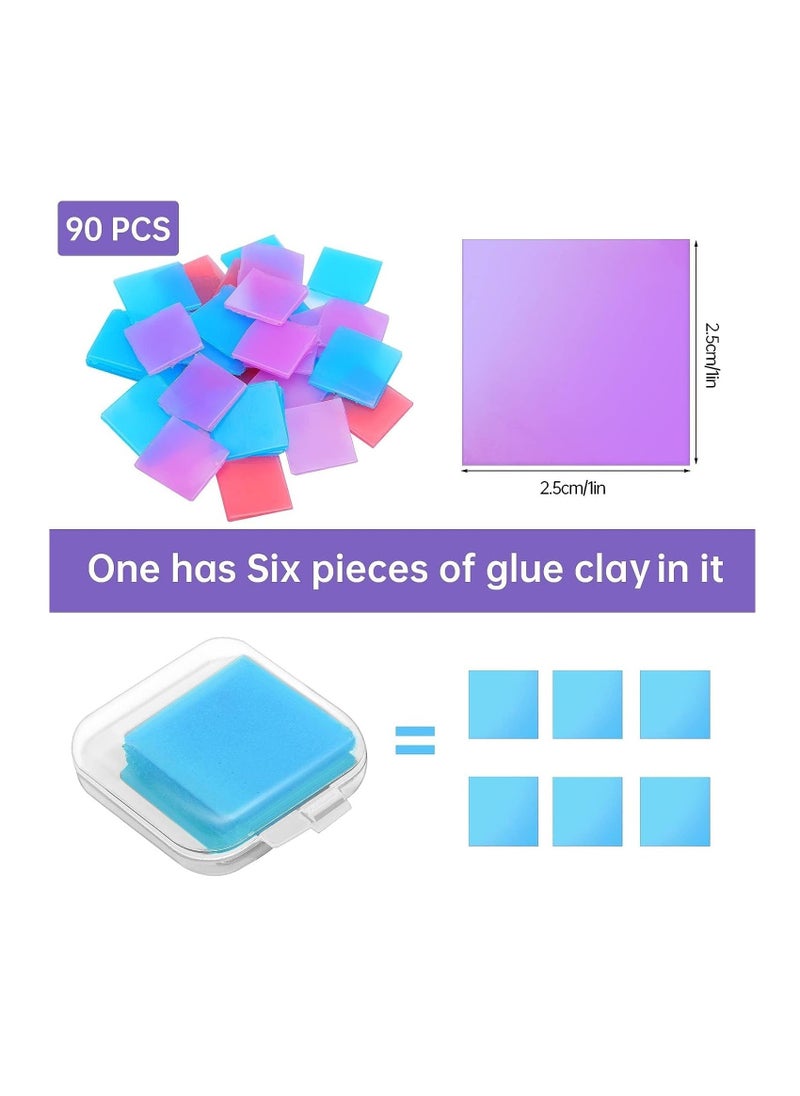 Diy Diamond Painting Glue Clay Set - 108 Pieces With Organizer Box - Embroidery Cross Stitch Drilling Mud - Diamond Painting Wax Tool Kit - 3 Colors Glue Clay For Accessories - 2.5 X 2.5 Cm