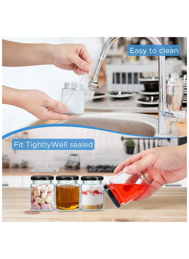 12Pack 8oz Square Glass Jar with Black Airtight Lids, Small Glass Mason Jar Canning Jars for Jam, Spices, Honey, Jelly, Baby Shower, Wedding Favor