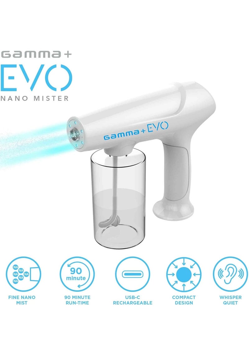 GAMMA+ Evo Nano Mister Cordless Portable Water Sprayer, Disinfect Mist, USB-C Rechargeable for Barber, Salon, Home Use