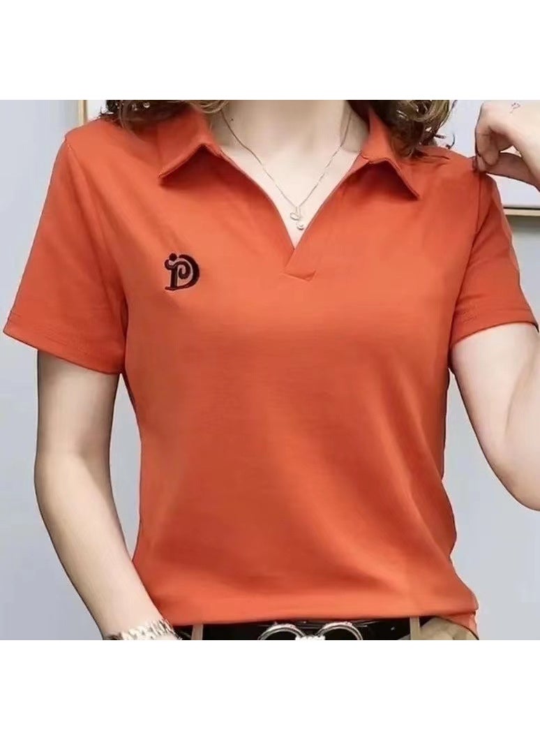 2023 Trendy Womens V-Neck Polo Tee Summer Casual Black