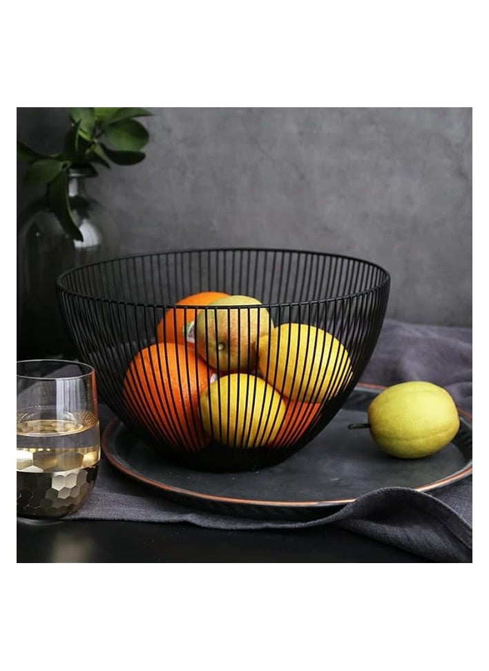 Kitchen Decor Metal Wire Kitchen Storage Basket, Large Round Bowl For Breads, Fruits, Snacks, Candy, Households Items, Modern Fruit Bowl For Kitchen Counter, Living Room