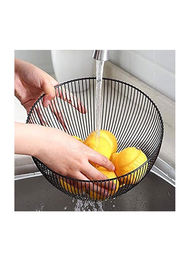 Kitchen Decor Metal Wire Kitchen Storage Basket, Large Round Bowl For Breads, Fruits, Snacks, Candy, Households Items, Modern Fruit Bowl For Kitchen Counter, Living Room