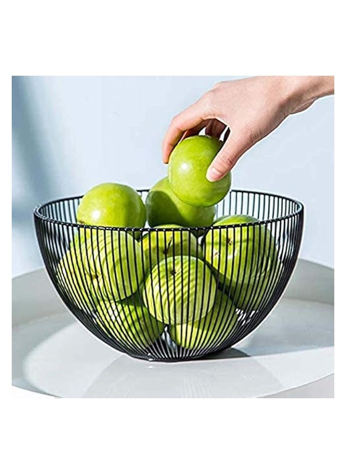 Kitchen Decor Metal Wire Kitchen Storage Basket, Large Round Bowl For Breads, Fruits, Snacks, Candy, Households Items, Modern Fruit Bowl For Kitchen Counter, Living Room