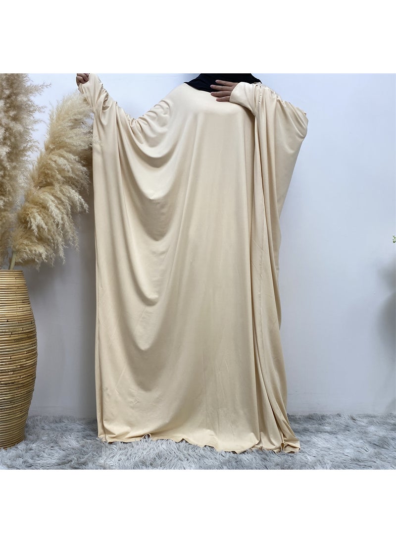 Womens Fashion Comfort Batwing Sleeve Solid Maxi Dress 6210 Apricot