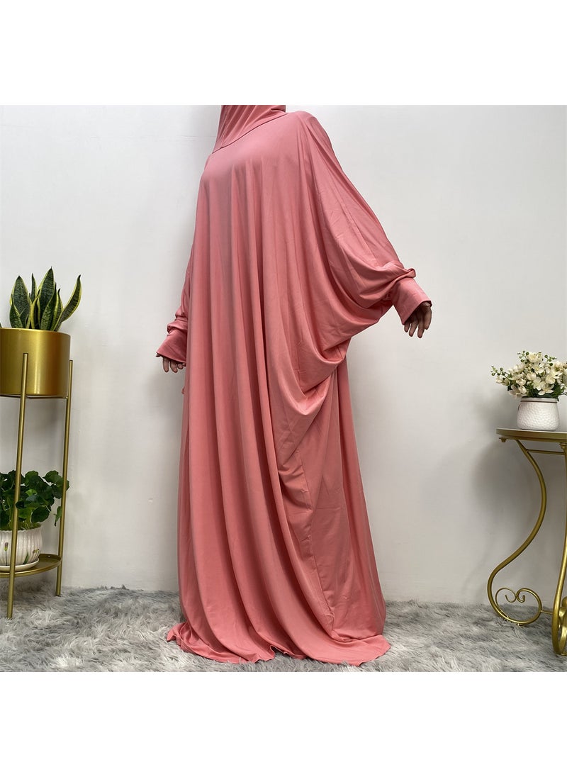 Womens Fashion Comfort Batwing Sleeve Solid Maxi Dress 6210 6198-Pink