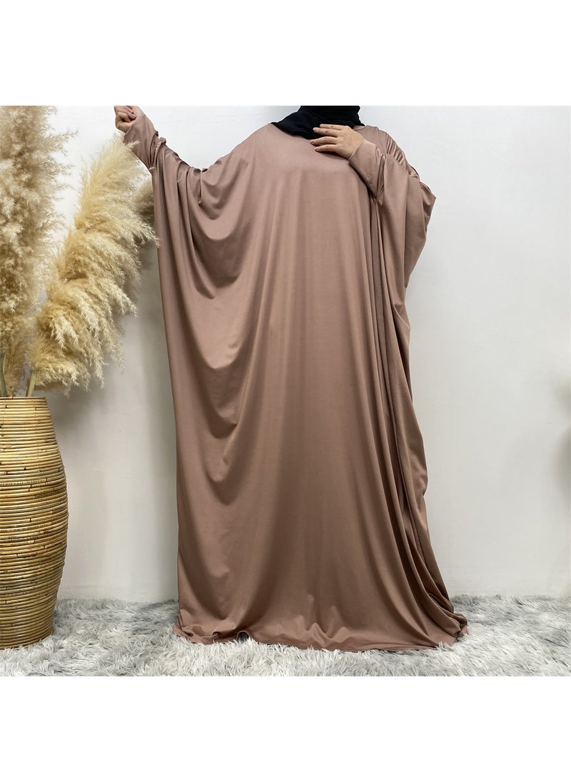 Womens Fashion Comfort Batwing Sleeve Solid Maxi Dress 6210 Brown