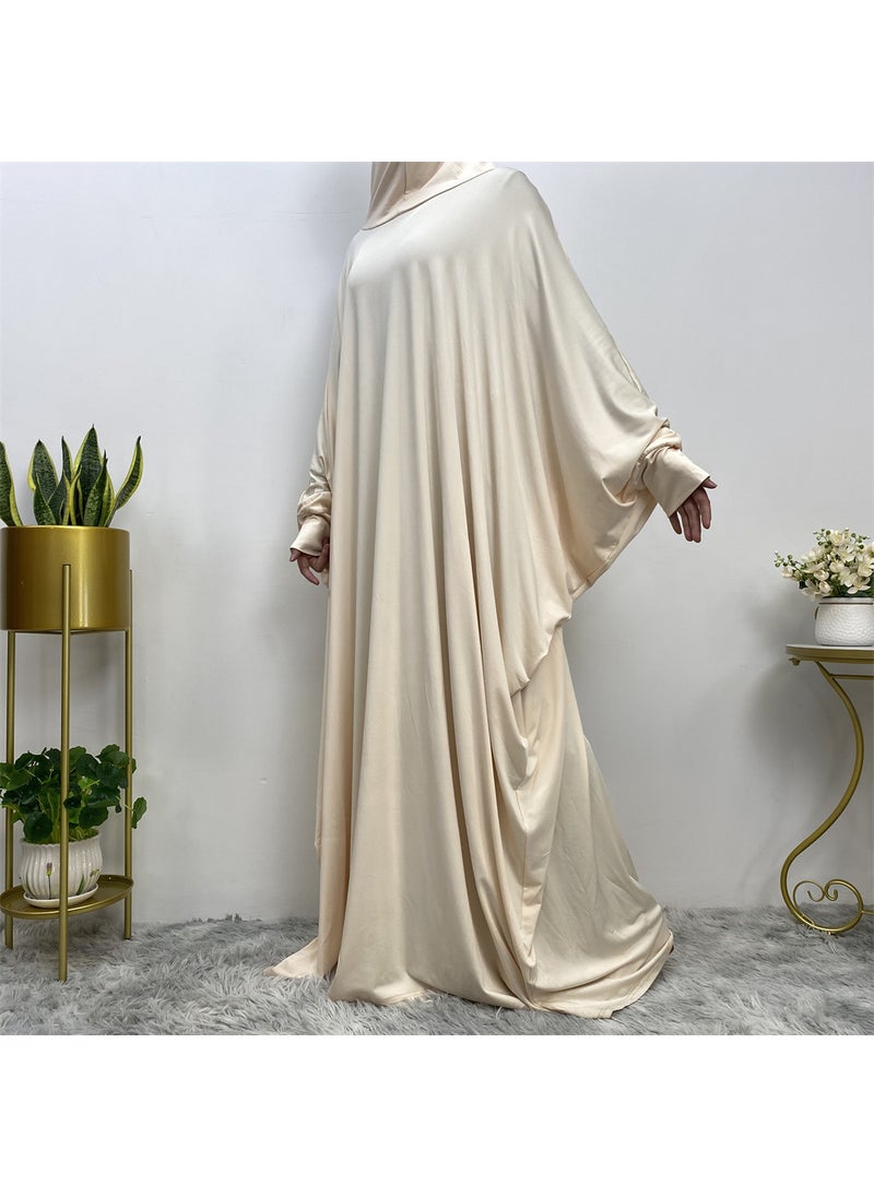 Womens Fashion Comfort Batwing Sleeve Solid Maxi Dress 6210 6198-Apricot