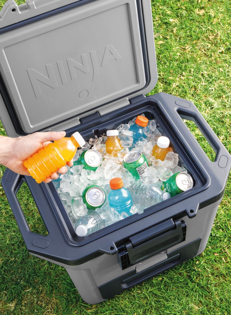 Ninja FrostVault Hard Cooler 28L, Premium Heavy-Duty Insulated Cool Box, FB131UKGY Grey 28Liters