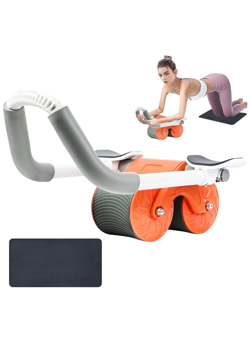 Rebound Abdominal Wheel - Non-Slip Double Wheels with Elbow Support and Knee Pad for Abs Workout Core Training