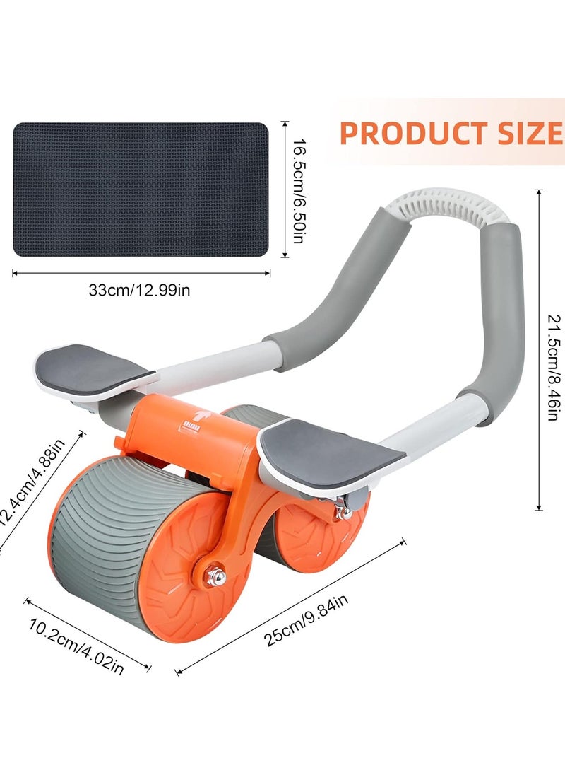 Rebound Abdominal Wheel - Non-Slip Double Wheels with Elbow Support and Knee Pad for Abs Workout Core Training