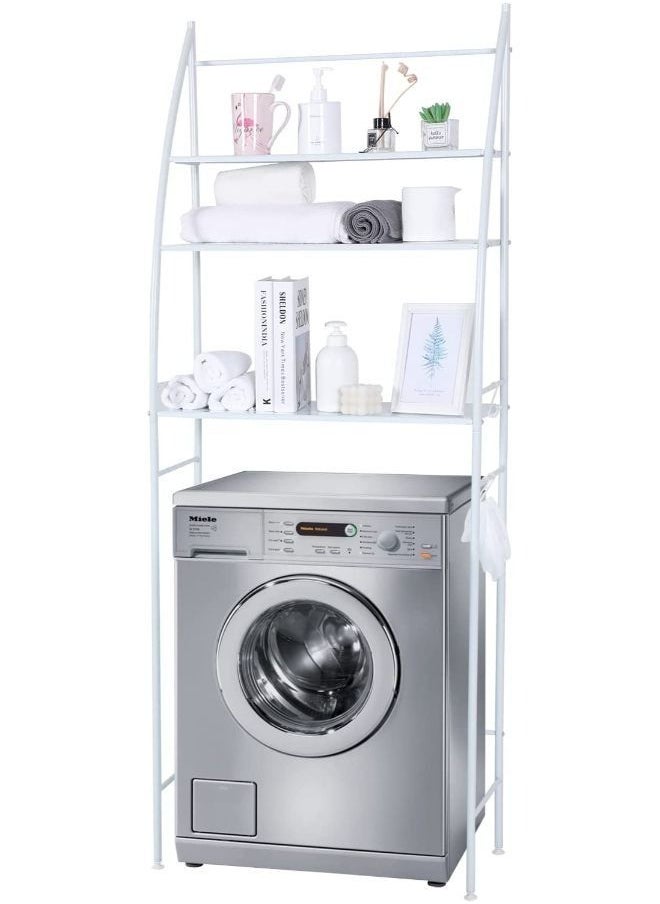 3 Tier Bathroom Laundry Washing Machine Shelf Rack White 64x25x167cm